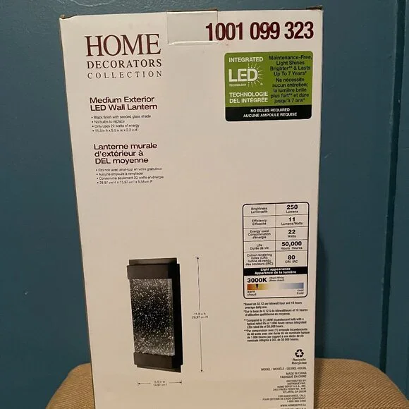 Home Decorators Collection Medium Exterior LED Wall Lantern - Picture 4 of 5